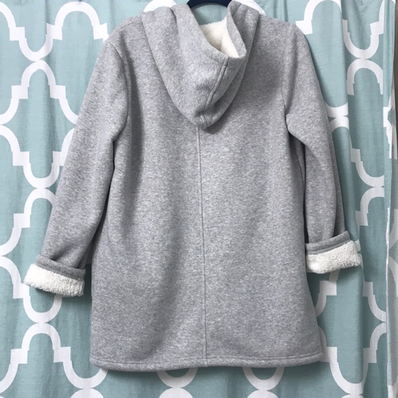 Grey Fleece Lined Zip Up Hoodie - Picture 7 of 8